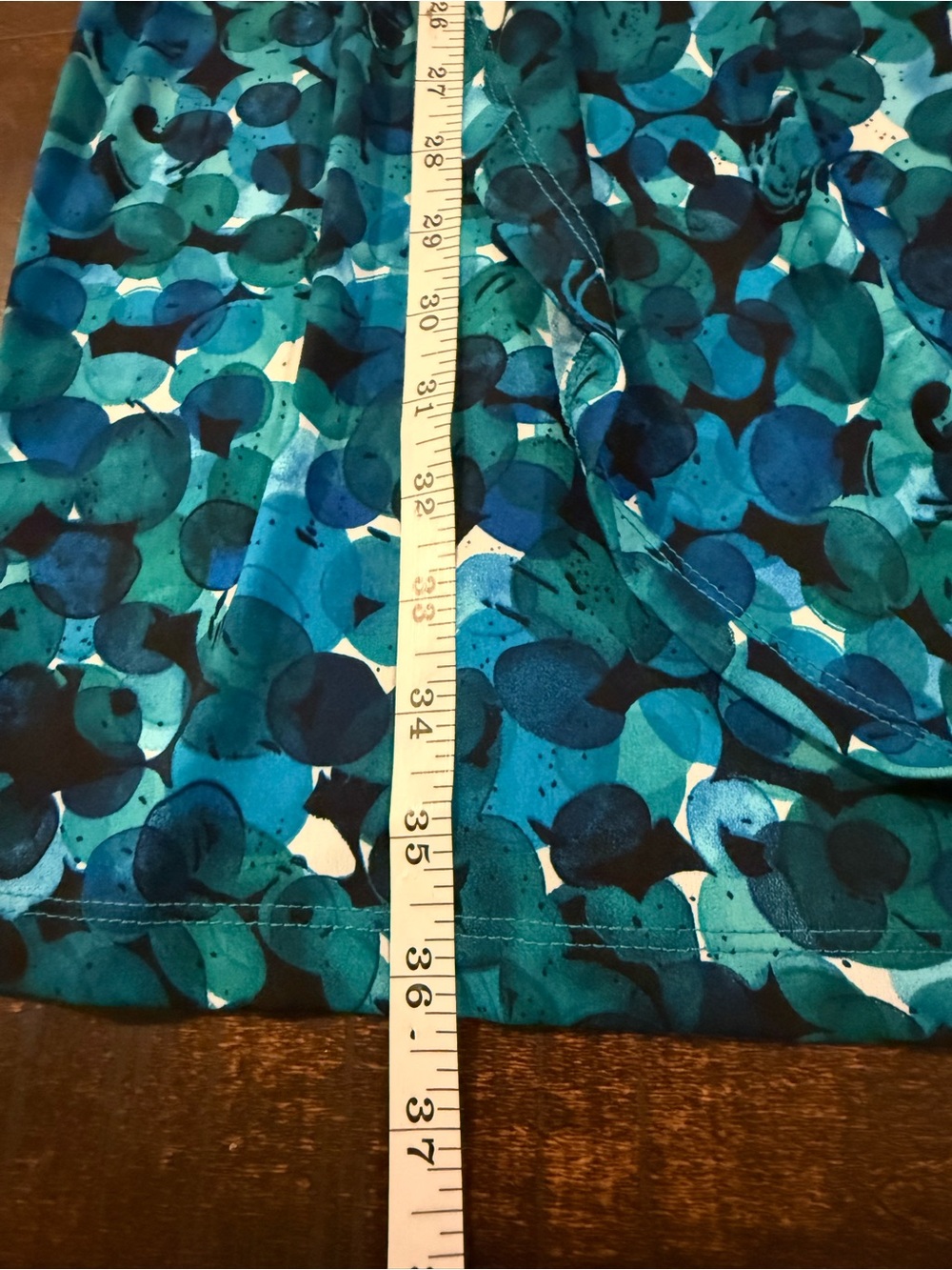 Connected Apparel Blue Abstract Print Ruched Sheath Dress Size 6 - Picture 10 of 13